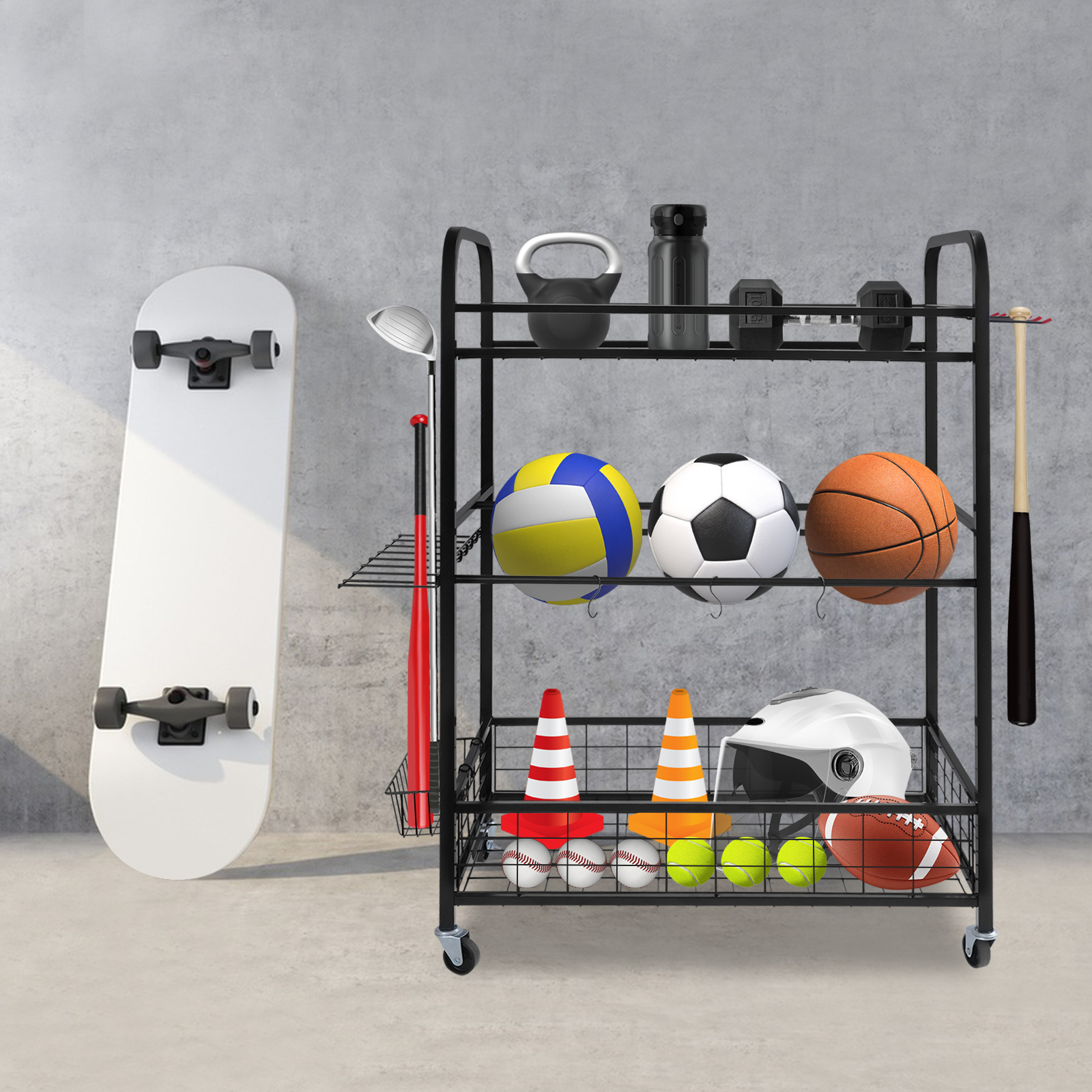 3 Tiers Storage Rack with Vers - مراجعة Sports Equipment Used وسعره