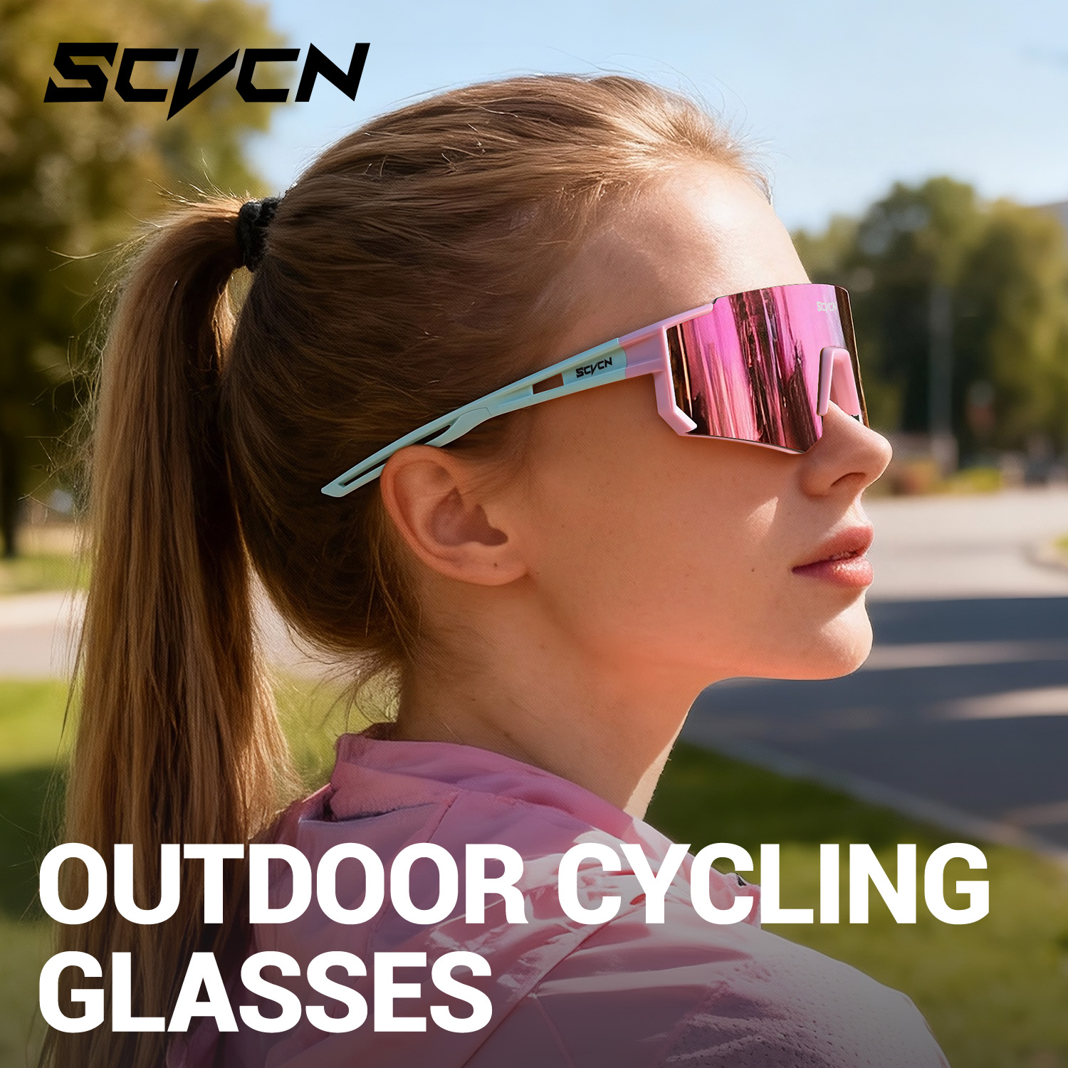 SCVCN Pink Cycling Glasses Bic - مراجعة Sports Equipment Photos وسعره